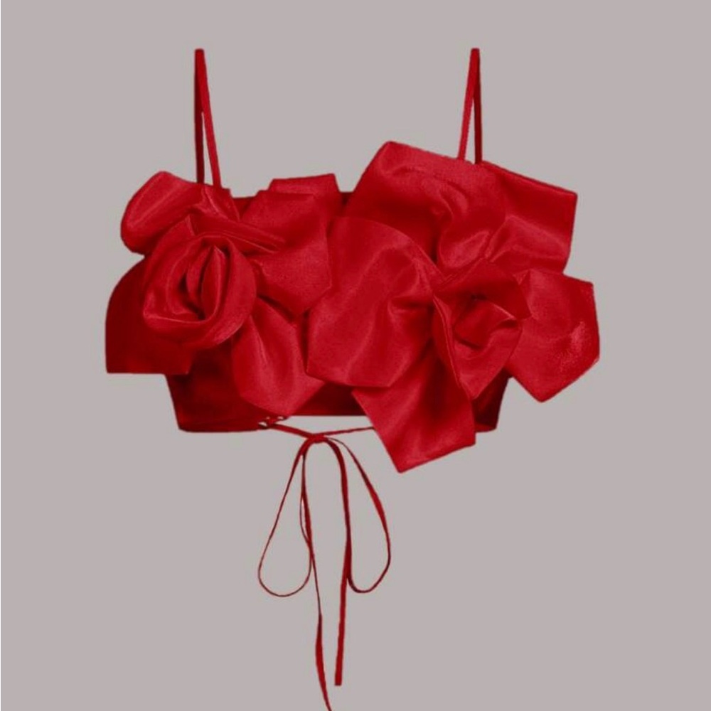 SHEIN Vibrant Red Flower Design Top